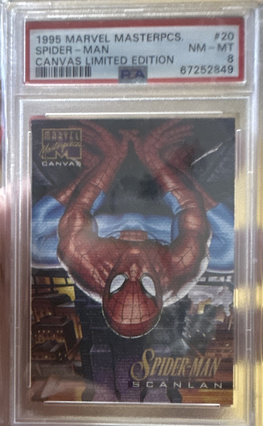 1995 Marvel Masterpieces Spider-Man Canvas Limited #20 PSA 8 Cert 67252849