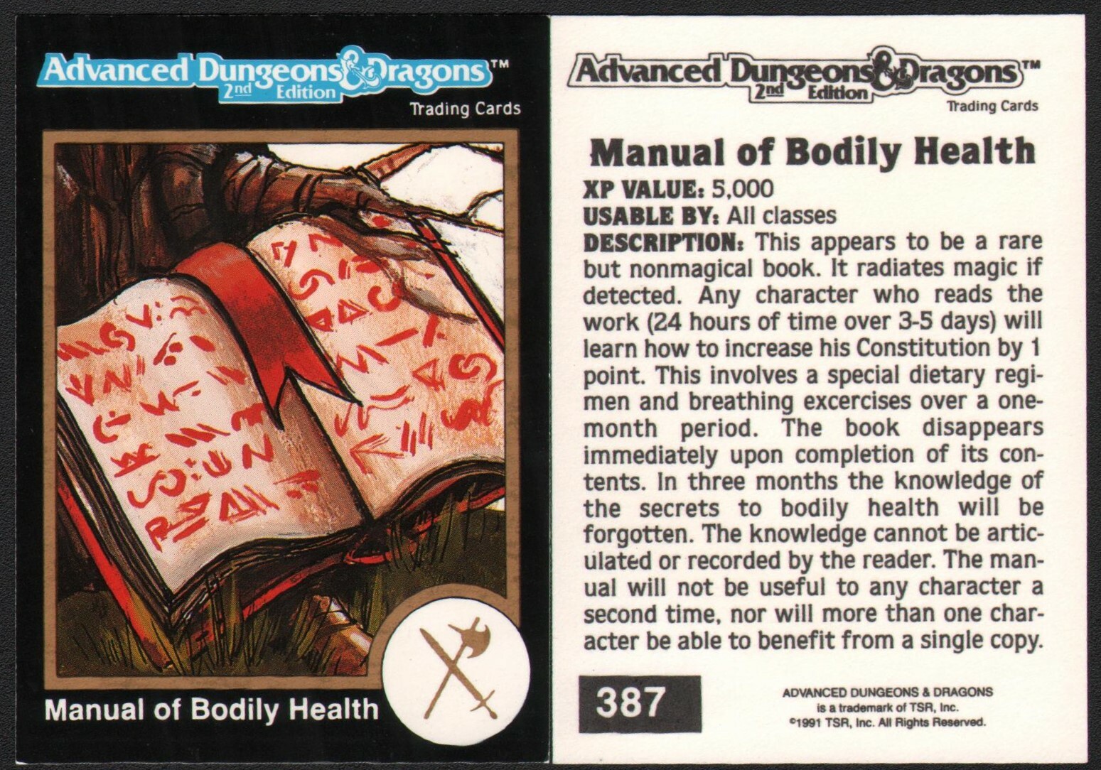 1991 TSR AD&D Gold Border Fantasy Art RPG Card 387 Dungeons & Dragons Magic Book