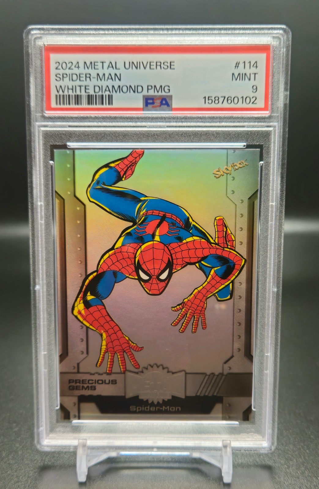 2024 Marvel Metal Avengers Spider-Man White Diamond PMG PSA 9