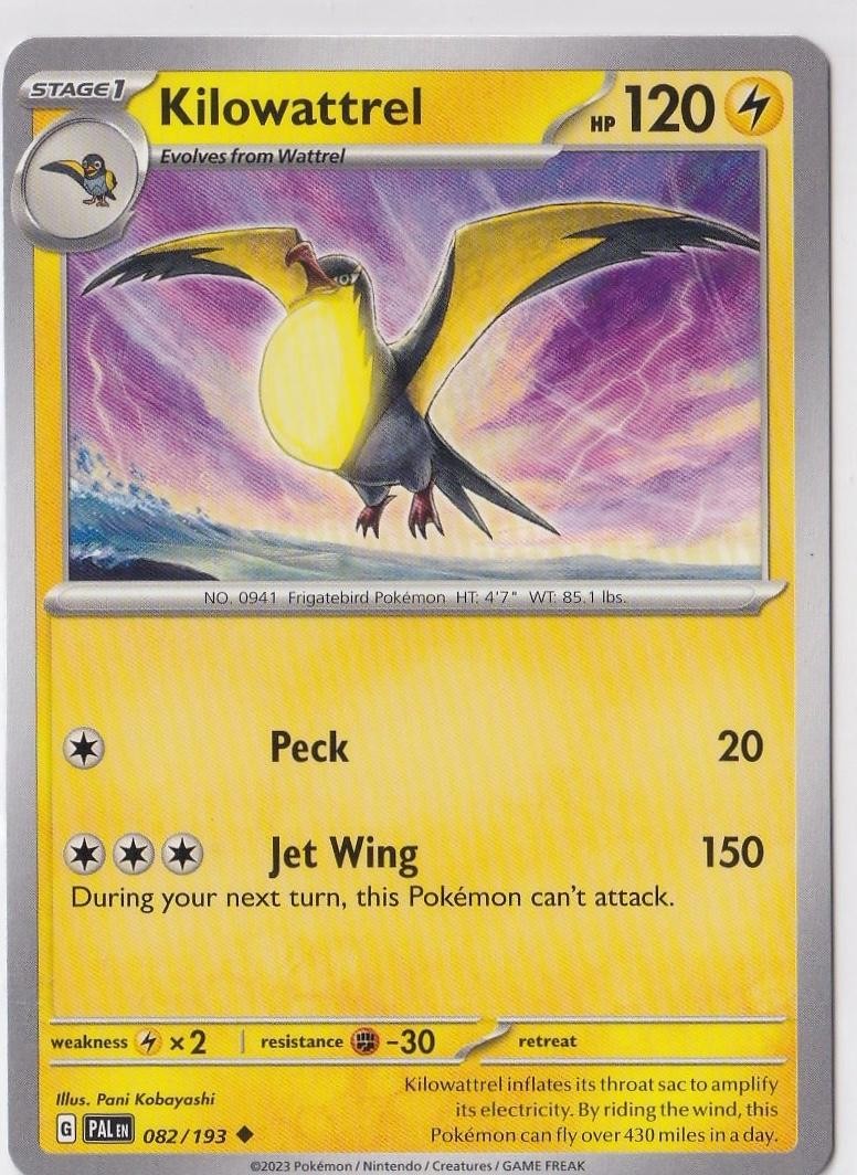 Kilowattrel 082/193 UC Paldea Pokemon evoluto quasi nuovo