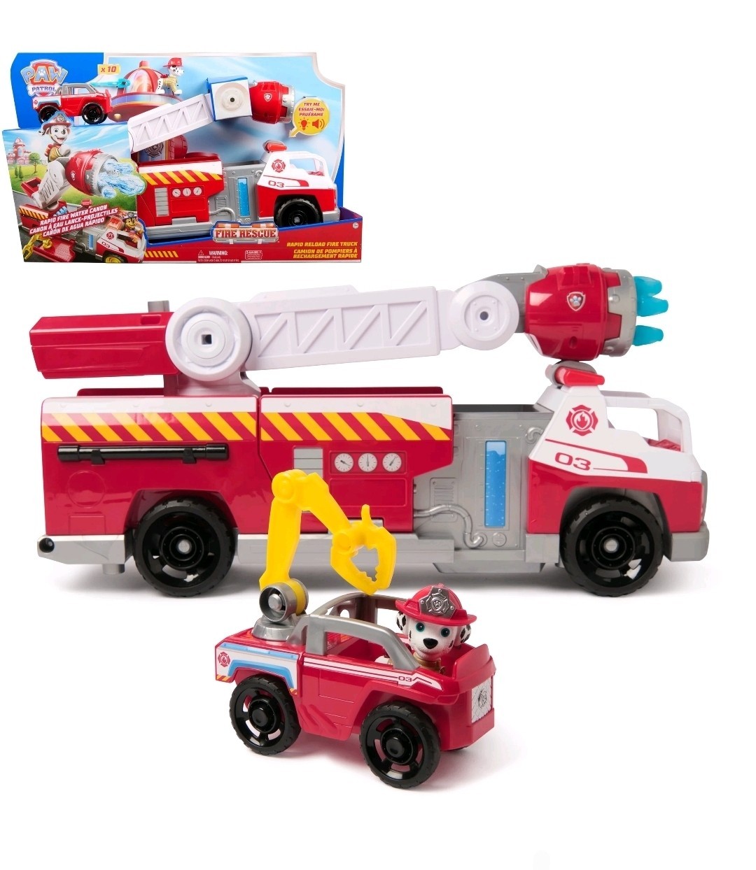 Paw Patrol Fire Rescue: Rapid Reload Camion dei Pompieri Marshall Figura, Luci e Suoni