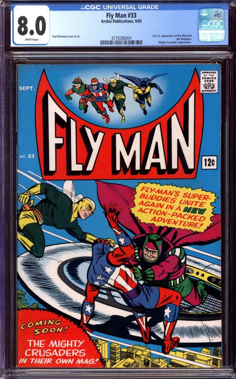 FLY MAN #33 CGC 8.0 WHITE PAGES // ARCHIE PUBLICATIONS 1965