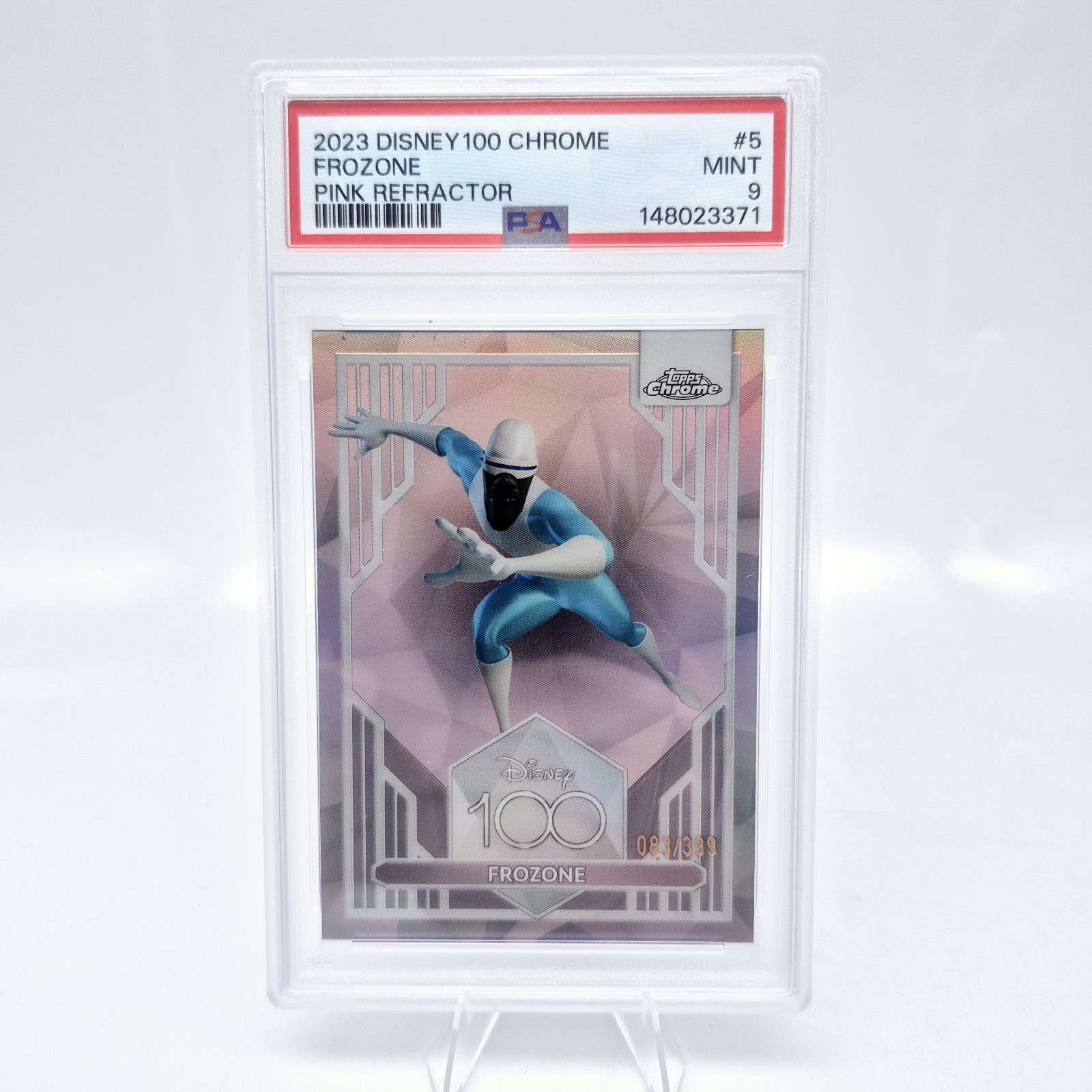 2023 Disney Topps Chrome Frozone #5 PSA 9 Incredibles Pink /399 1st Edition