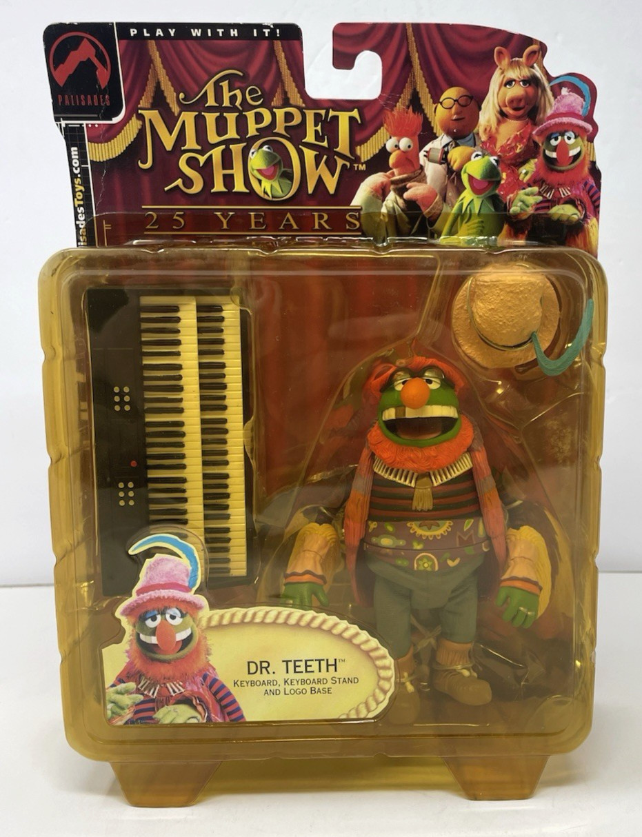 Figurina Dr. Teeth 2002 Serie 1 Muppet Show Palisades nuova con scatola Jim Henson 25 anni NUOVA