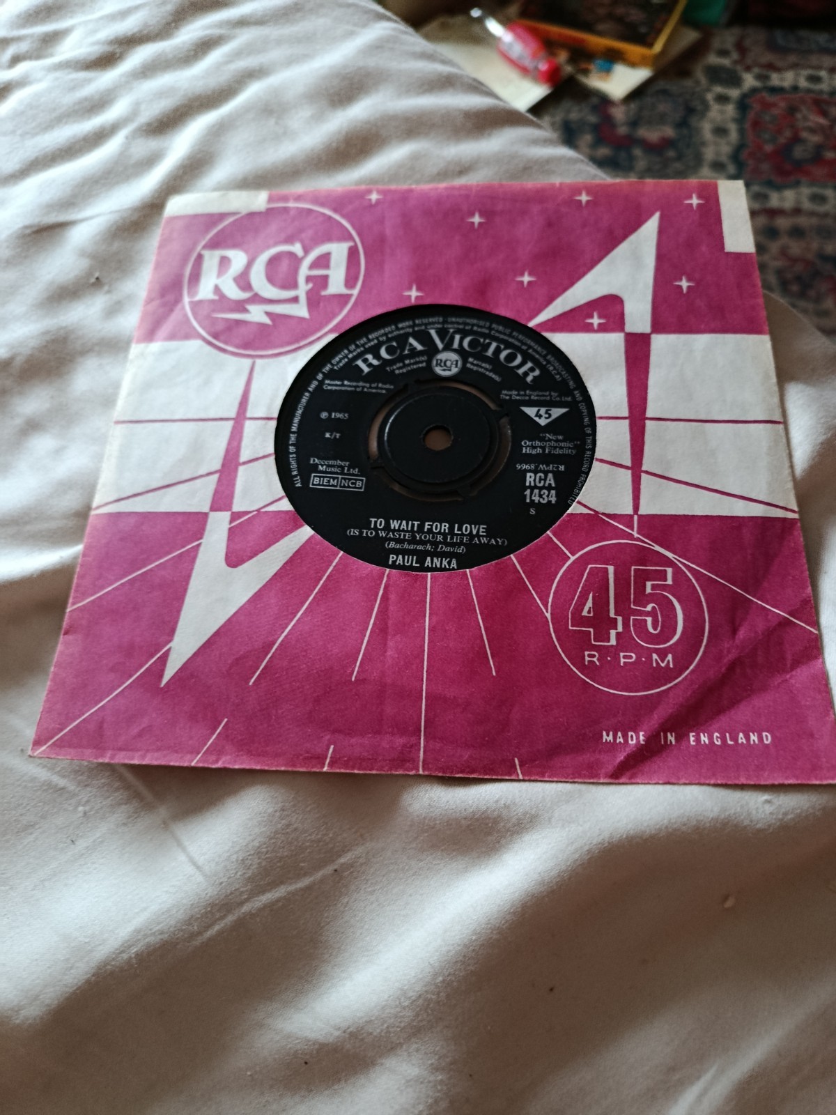 PAUL ANKA TO WAIT FOR LOVE 1965   IN ORIGINAL SLEEVE