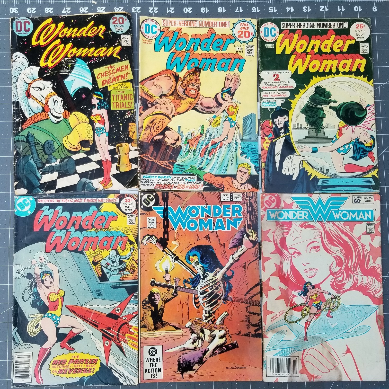 Lotto di 6 fumetti Wonder Woman DC ~ 1973-1983 (#208, 215, 218, 229, 298, 306)