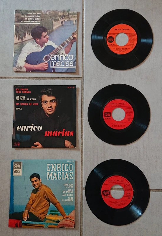 Lot 3 disques 45 tours Enrico Macias – Pathé – pochettes d’origine