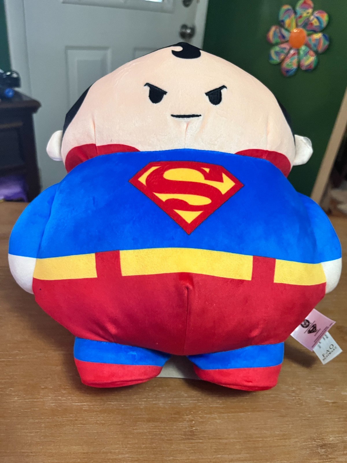 DC Comics Superman FAO Schwarz 10"  Blob Plush Pillow Squish Superhero NEW
