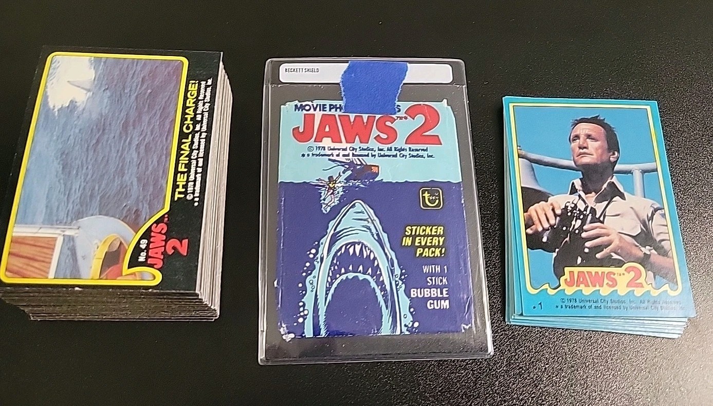 Topps JAWS 2 carte film 1978 - set completo (59) tutti gli adesivi - con involucro