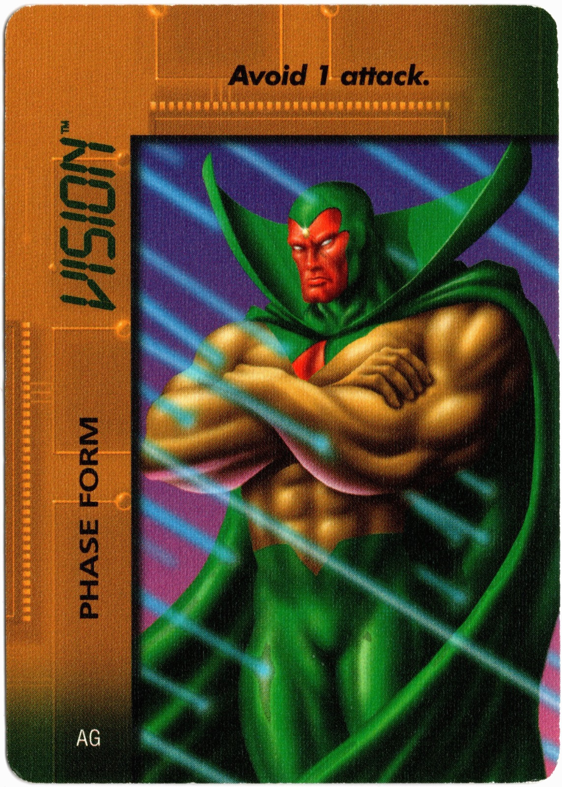Scheda Visione "Phase Form" Controllo Missione Superpotenza Marvel TCG 1996