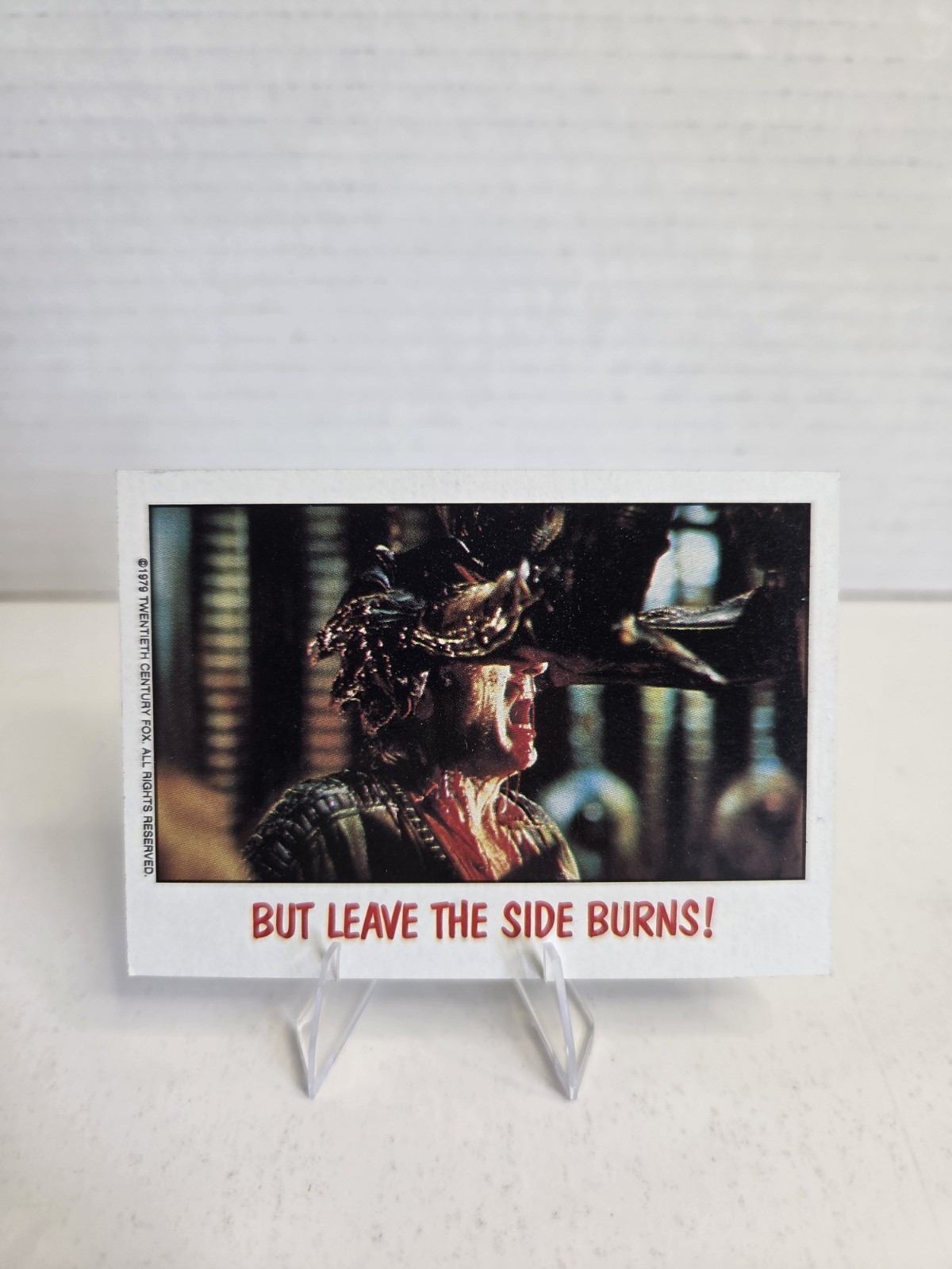 1988 Topps Fright Flicks Cards "But Leave The Side Burns!"