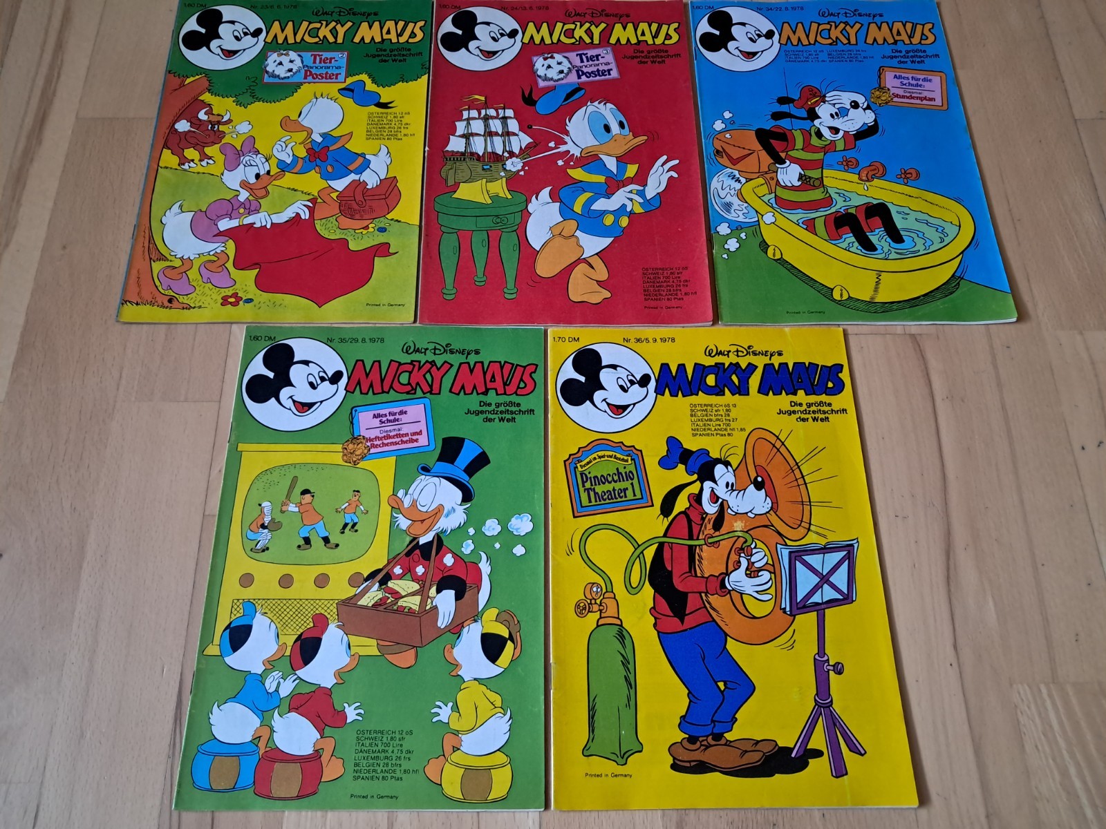 Walt Disney Topolino - Raccolta di 5 fumetti del 1978 con angolo Z1-2