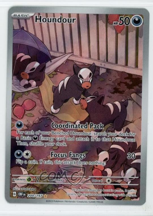 Houndour Illustrazione Raro Pokemon Scarlatto e Viola: Fiamme Ossidiana OBF #204