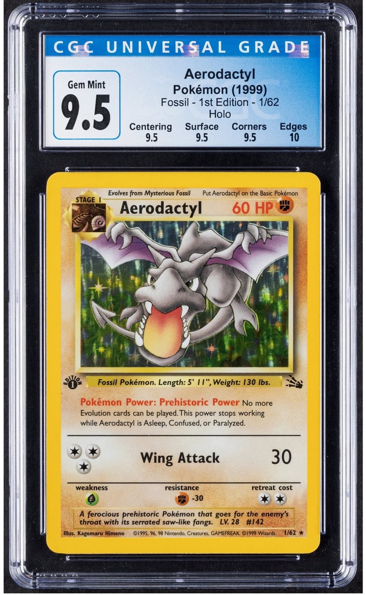 Aerodactyl Pokemon Fossil 1999 1° Edizione 1/62 Holo CGC 9.5!
