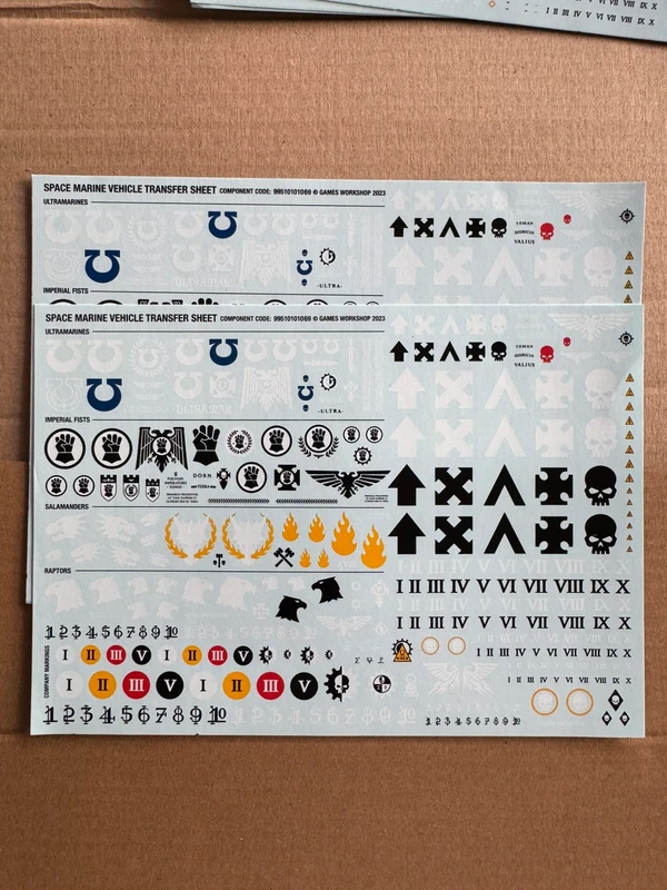 Warhammer transfer sheets