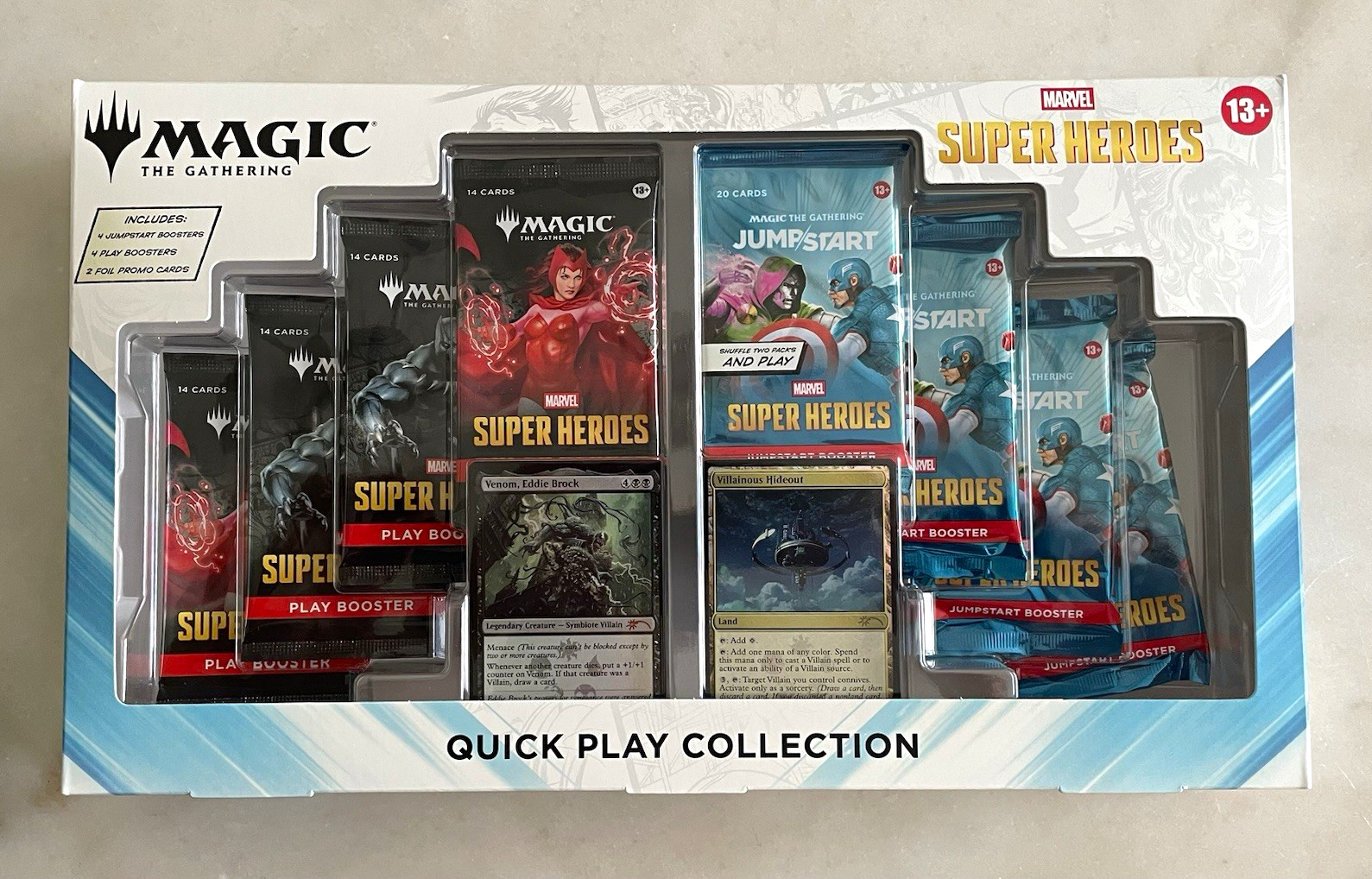 NUOVO! MTG Marvel Super Heroes Quick Play Collection Kit con 2 carte promozionali, sigillato!!