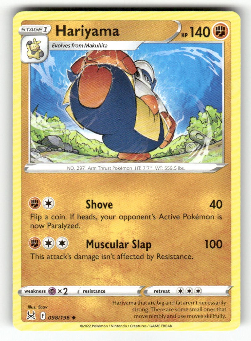 Hariyama 098/196 Pokemon Origine Perduta Non Comune Giocato Leggermente