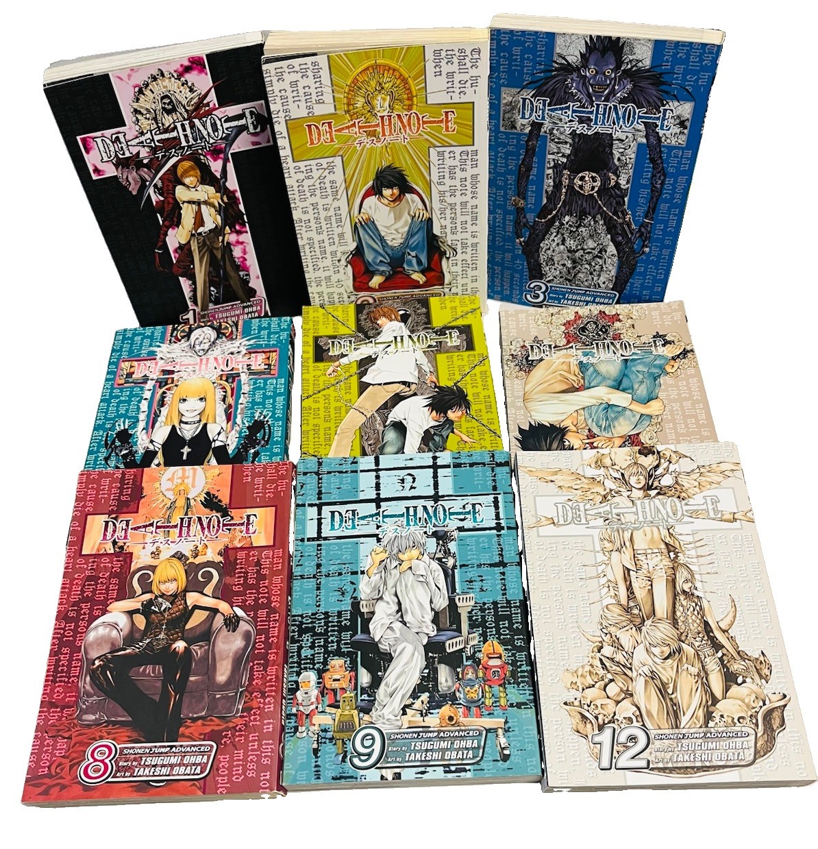 Death Note Manga Vol 1-5, 7-9 & 12 set di libri commercio inglese PB VIZ Media