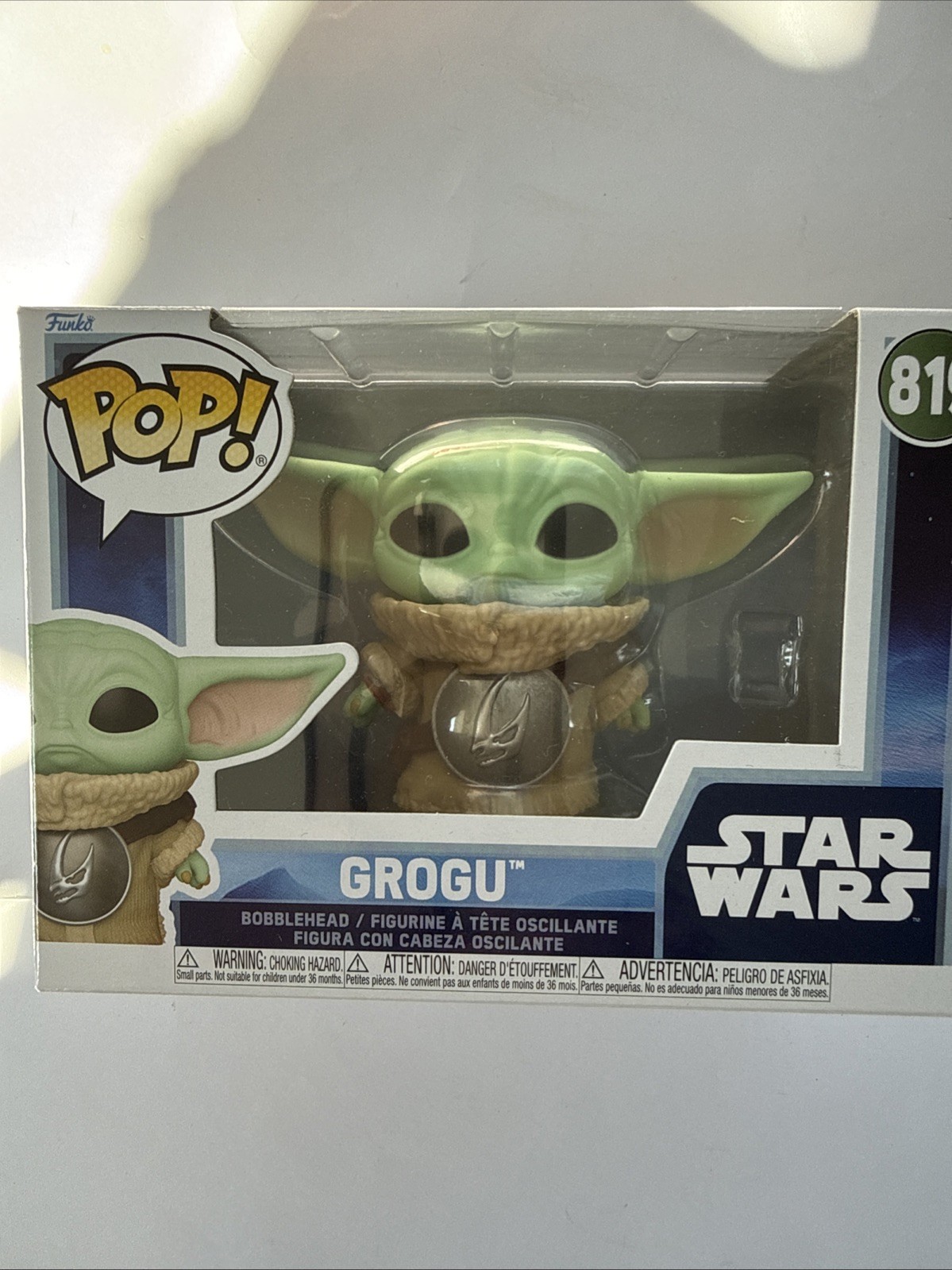 FUNKO POP! #819 STAR WARS Modellino Mandalorian Grogu Mudhorn Armor Bobblehead NUOVO