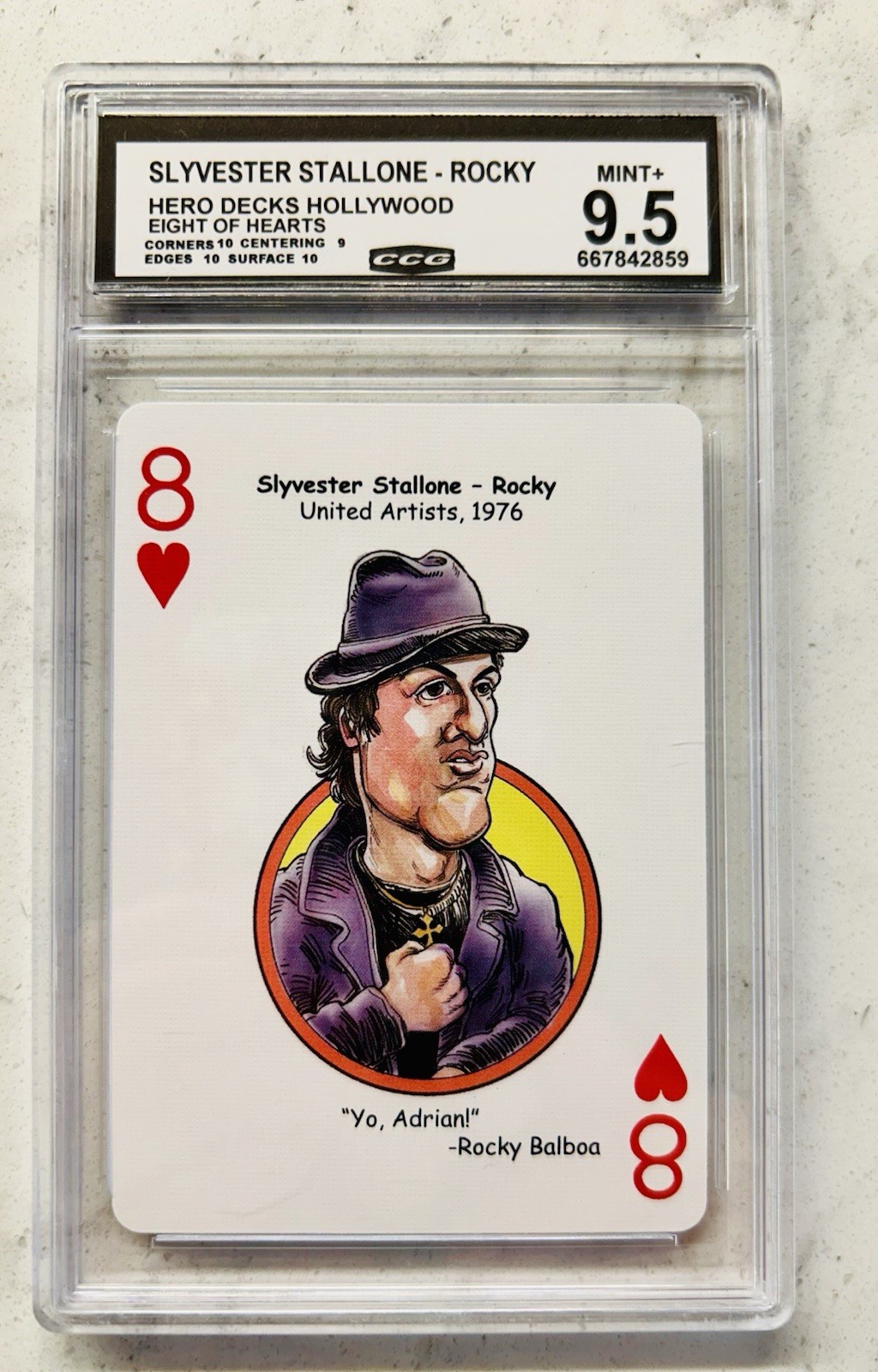 Hero Decks Hollywood Rocky Sylvester Stallone Eight of Hearts CCG 9.5