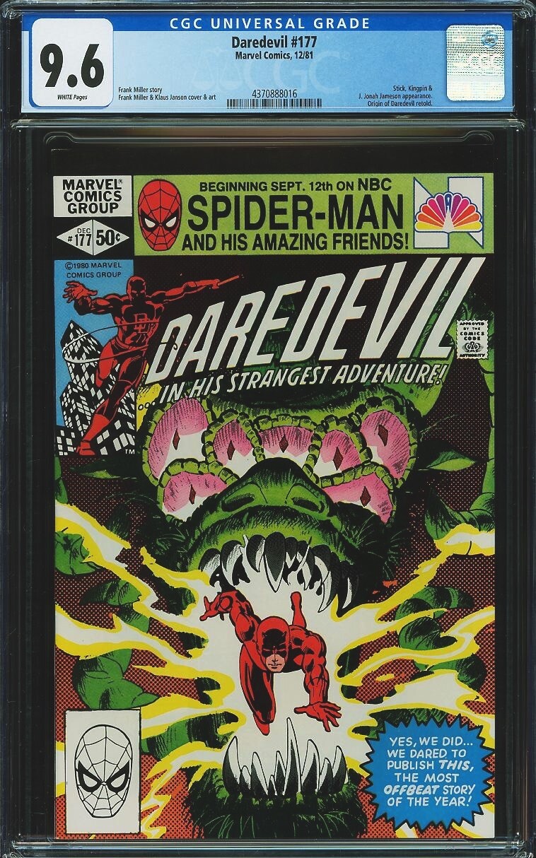 Daredevil 177 CGC 9.6 White Pages Marvel Comics 1981
