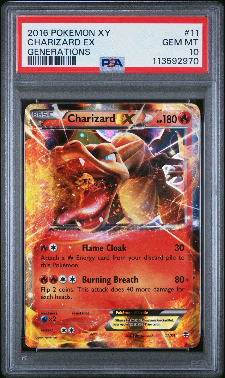 Charizard EX 11/83 Ultra Rara Holo Generazioni 2016 Pokemon TCG PSA 10 Gemme Ottime Condizioni