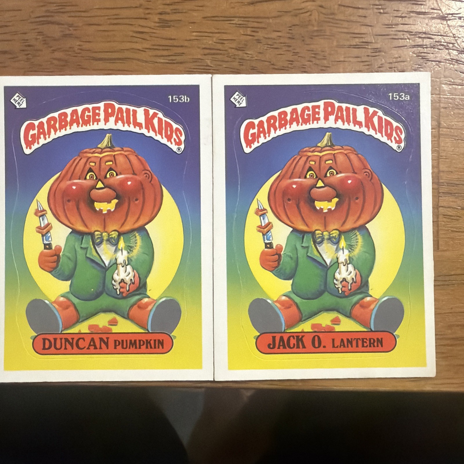 Pattumiera spazzatura 1986 bambini GPK Jack O. Lantern 153a & Duncan Pumpkin 153B OS4 ERRORE