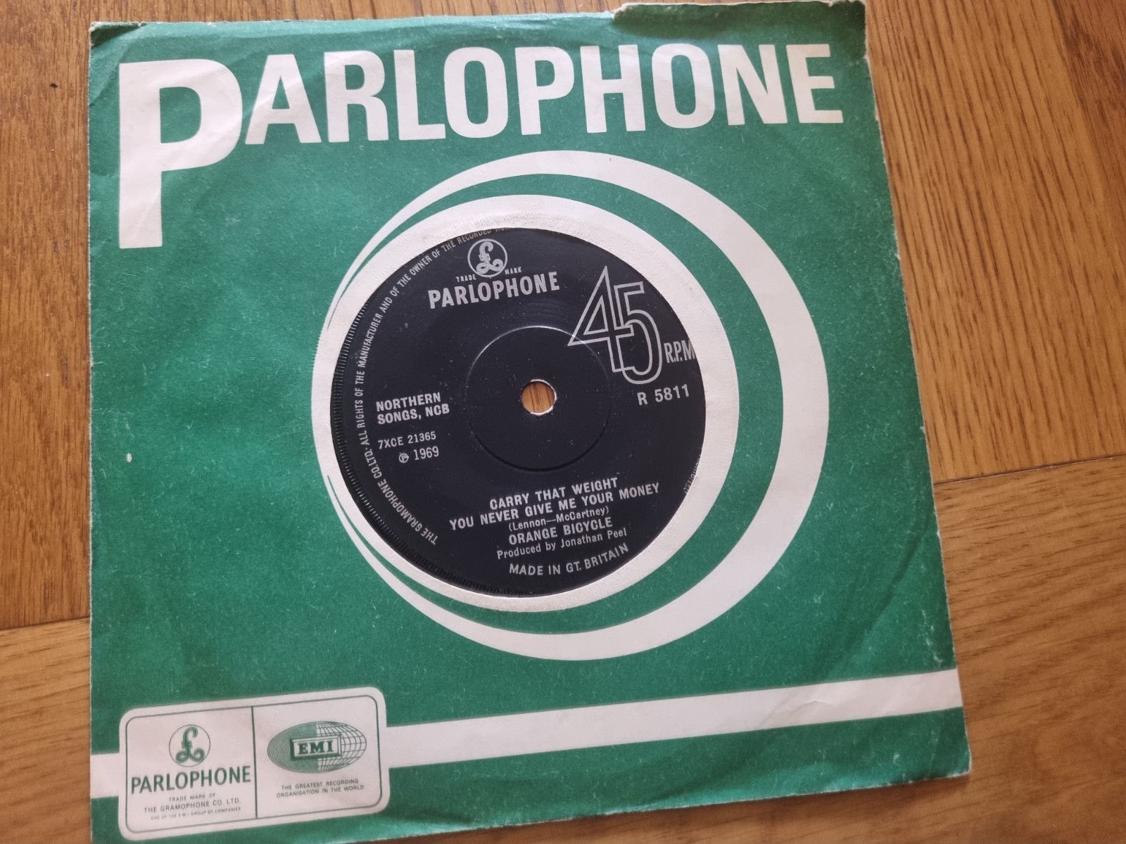 Orange Bicycle – Carry That Weight.. 1969 7” Parlophone – R 5811 Psyche Rock