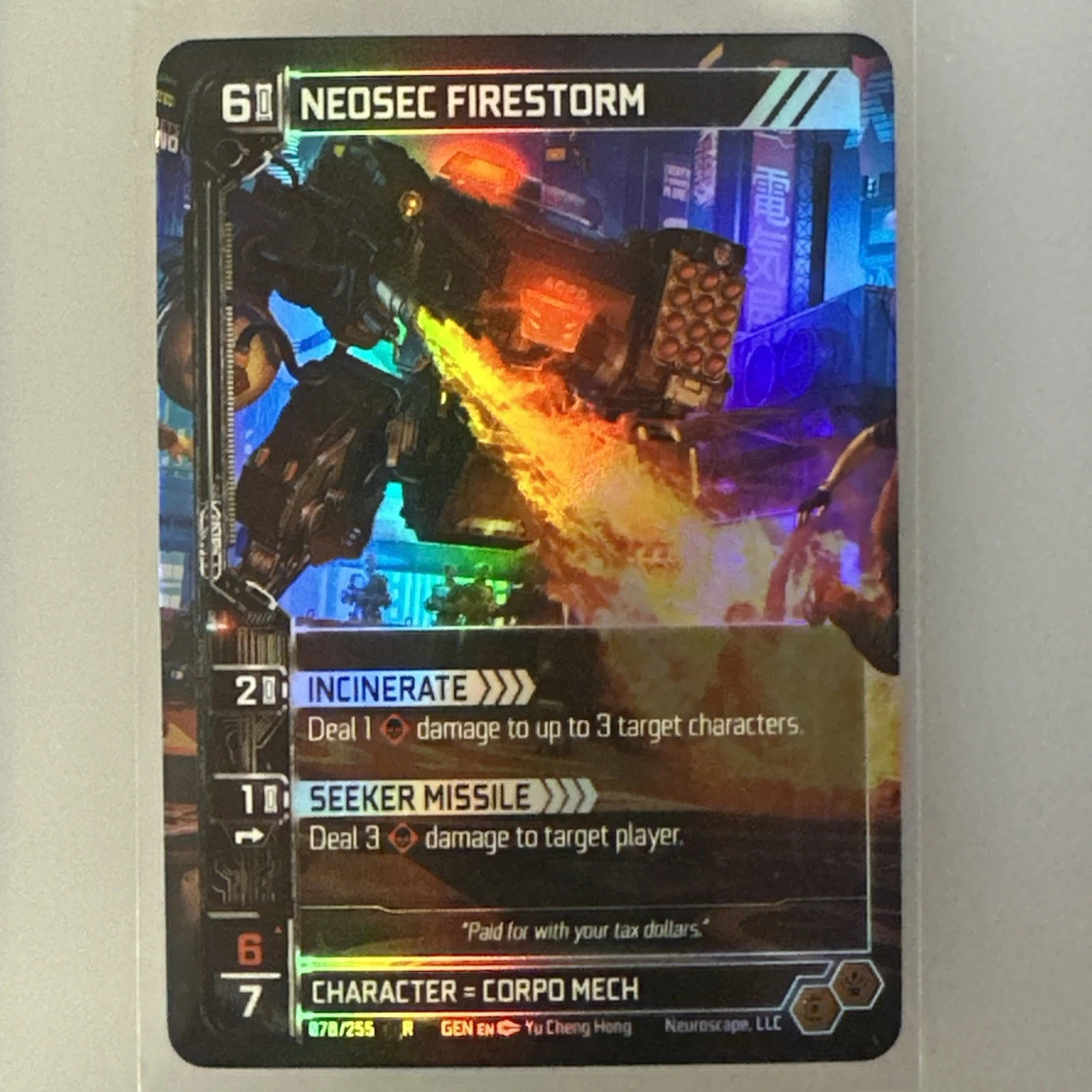 Neuroscape Genesis NEOSEC FIRESTORM 078/255  - FOIL Rare CORPO MECH