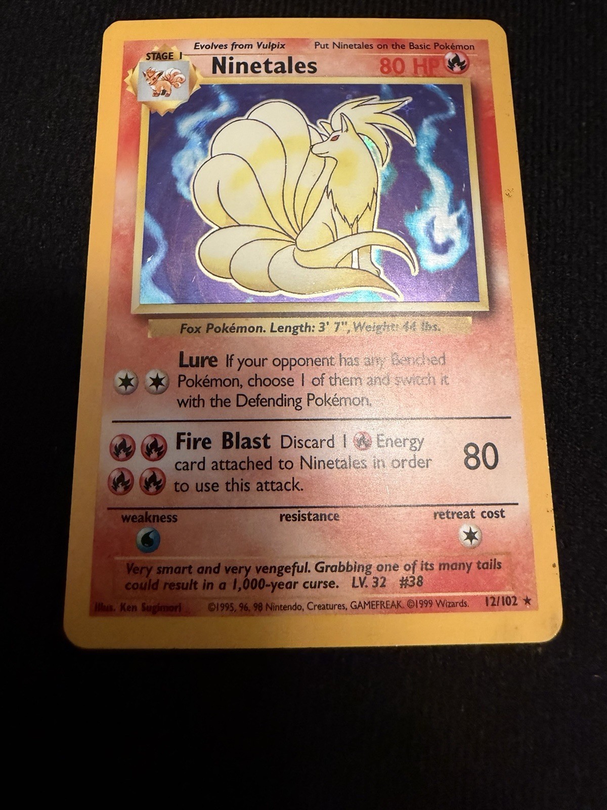 Ninetales 12/102 Holo Holo Rare Base Set Unlimited Pokemon HP/DMG