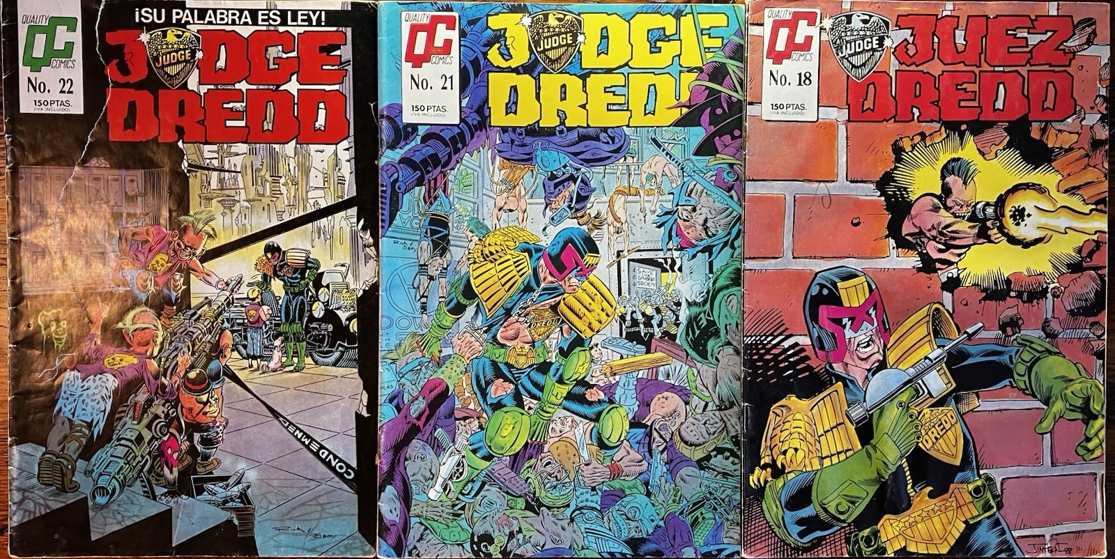 Lotto fumetti Juez Judge Dredd 18 21 22 qualità MC Ediciones spagnoli 1988 2000 AD
