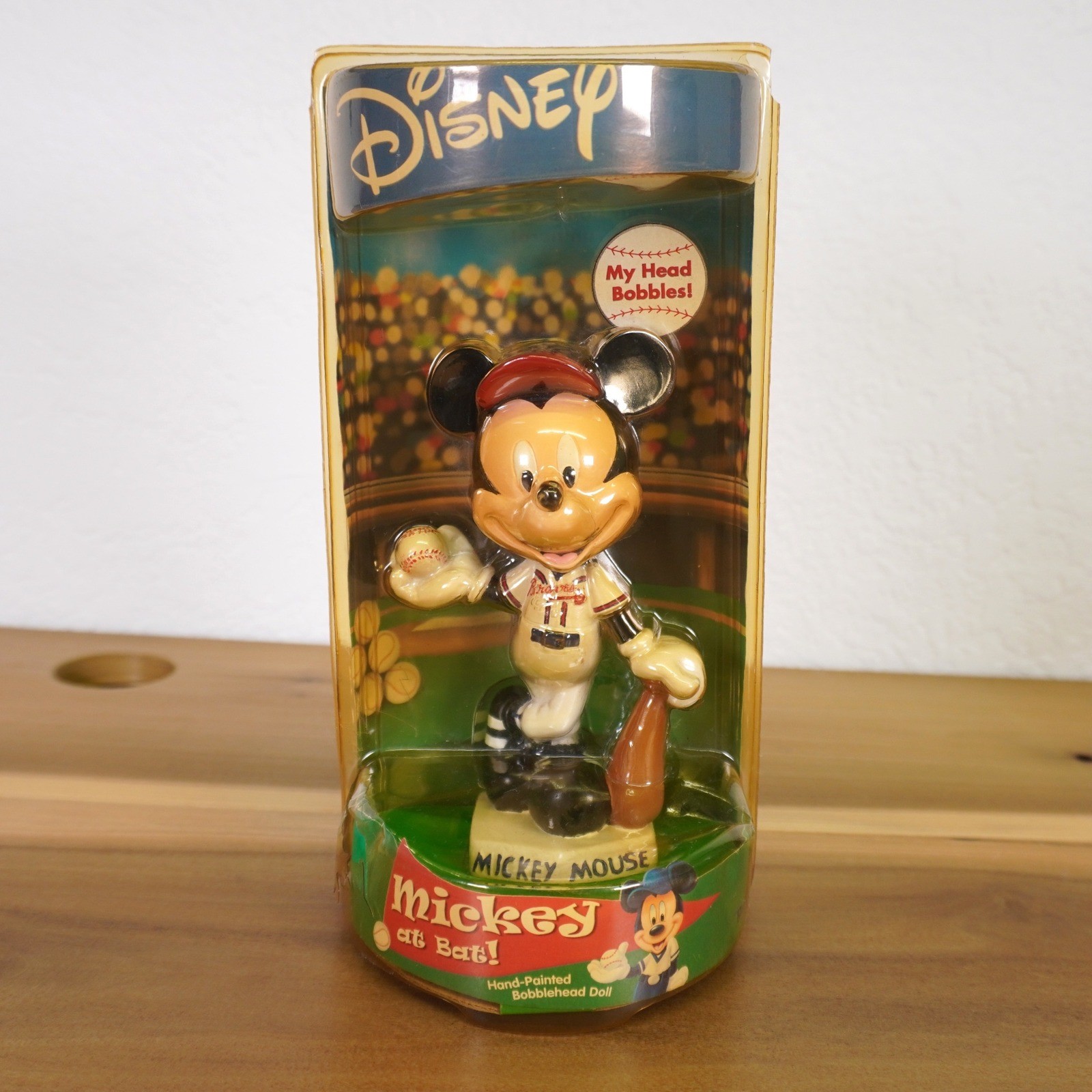 Vintage Disney Mickey Mouse Atlanta Braves Bobblehead At Bat Baseball MLB