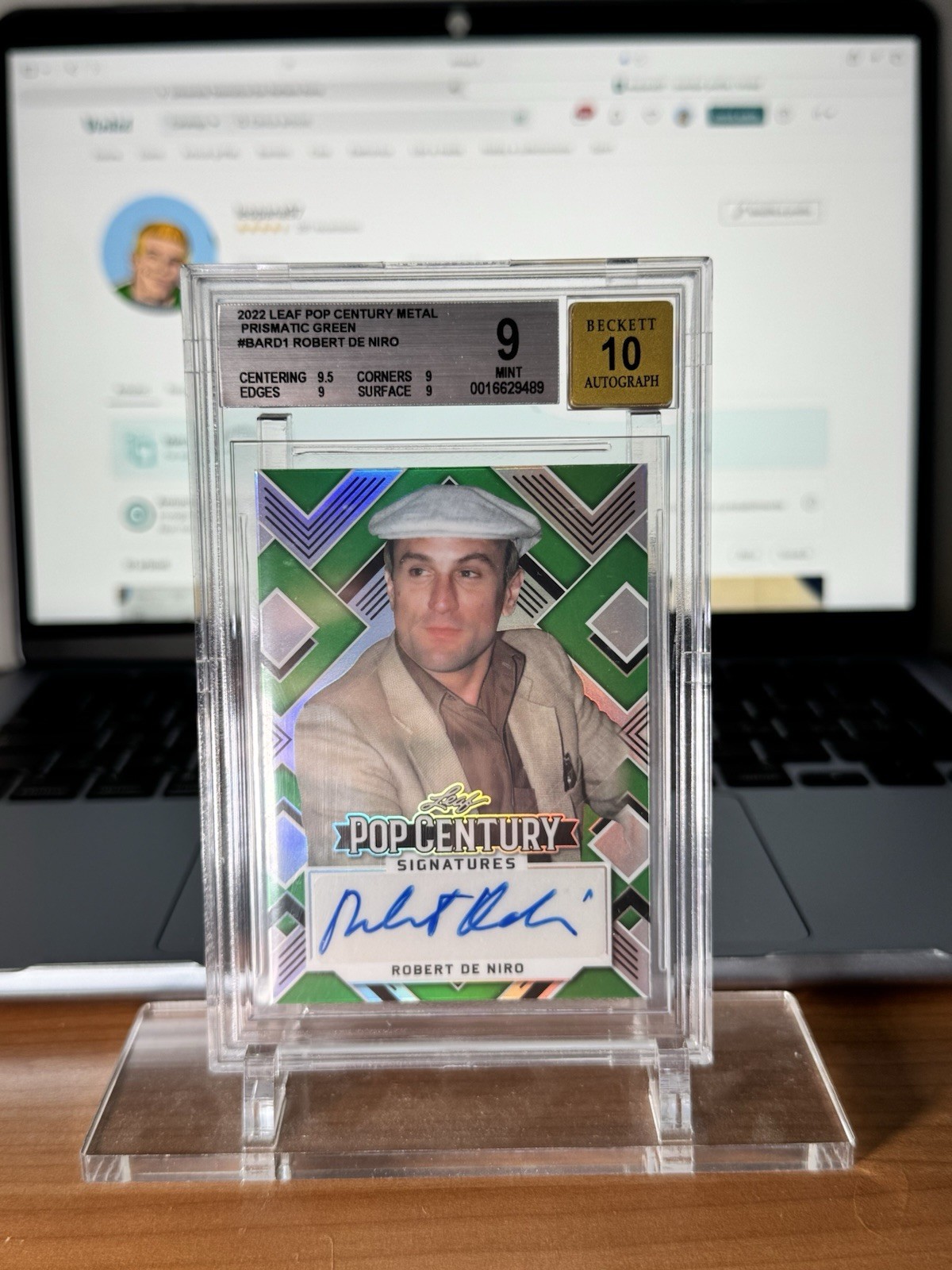 Robert De Niro 2022 Leaf Pop Century Prismatic Green Auto 4/7 BGS 9 Auto 10