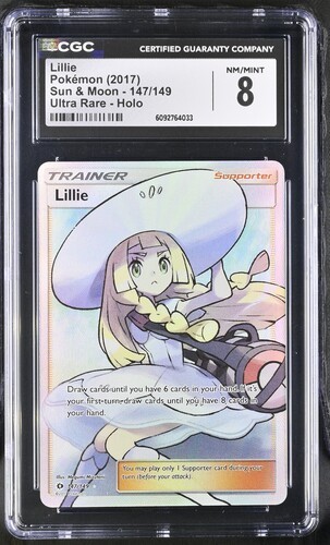 CGC 8 LILLIE 147 SET BASE SOLE E LUNA ALLENATORE POKEMON QUASI NUOVO/COME NUOVO