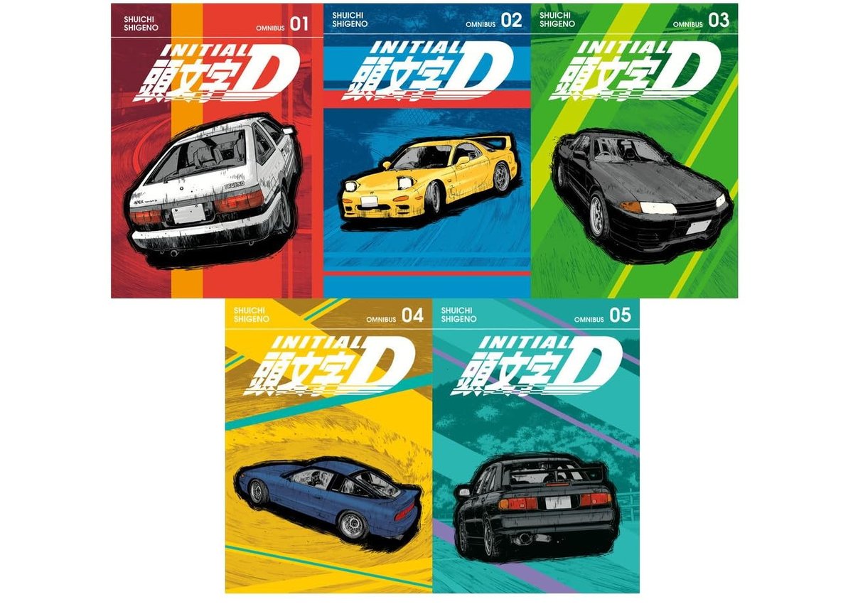Initial D Manga Omnibus Vol 1-5 set completo inglese di Shuichi Shigeno