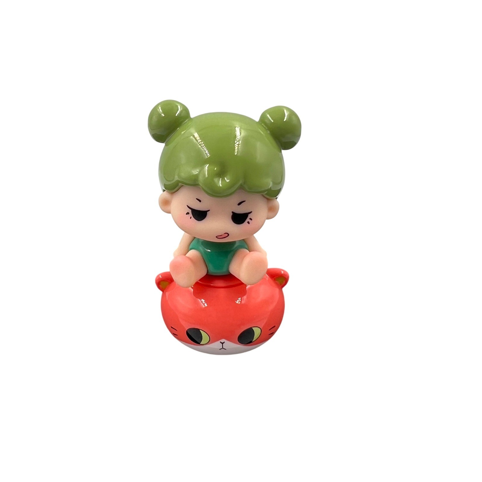 MengDana Little World Series Mini Fagioli Capelli Verdi Ragazza Gatto Rosso Figura Confermata