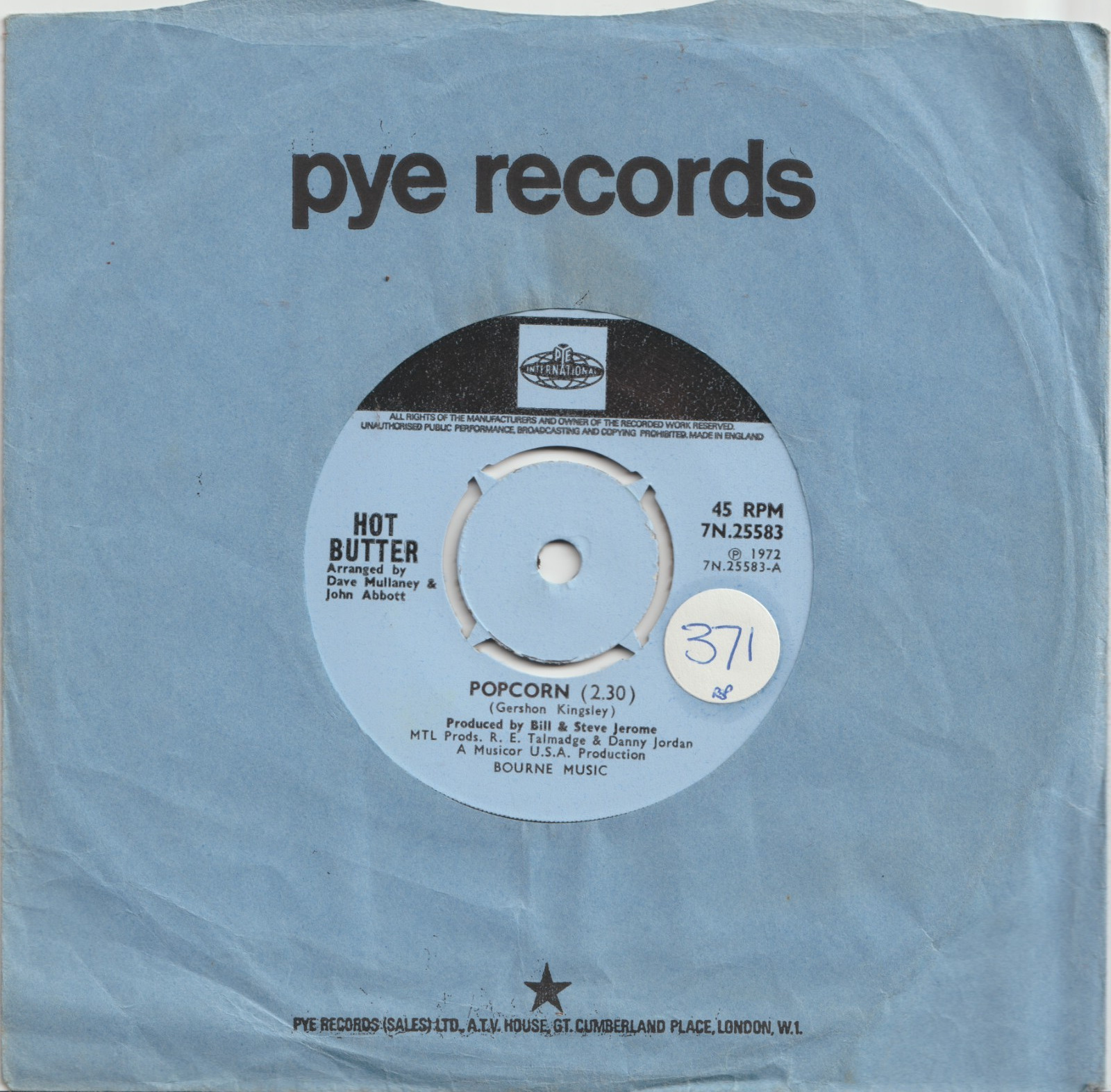 Hot Butter – Popcorn - Pye International – 7N.25583