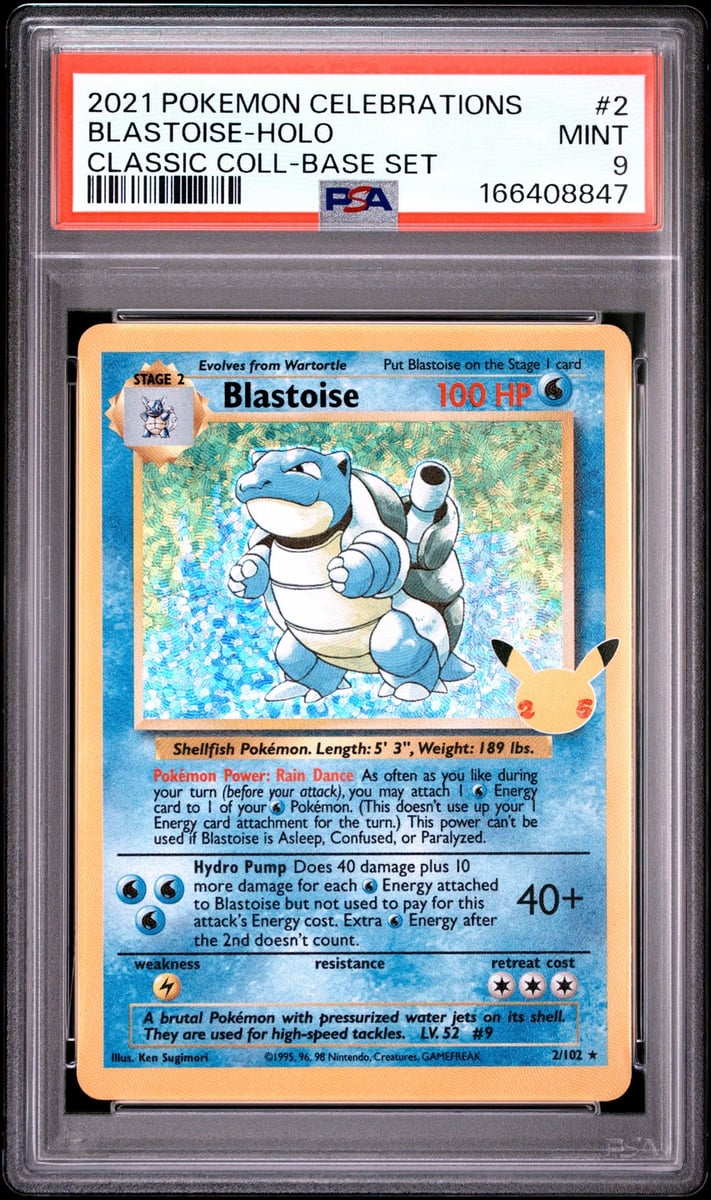 2021 POKEMON CELEBRATIONS CLASSIC COLLECTION #2 BLASTOISE-HOLO PSA 9