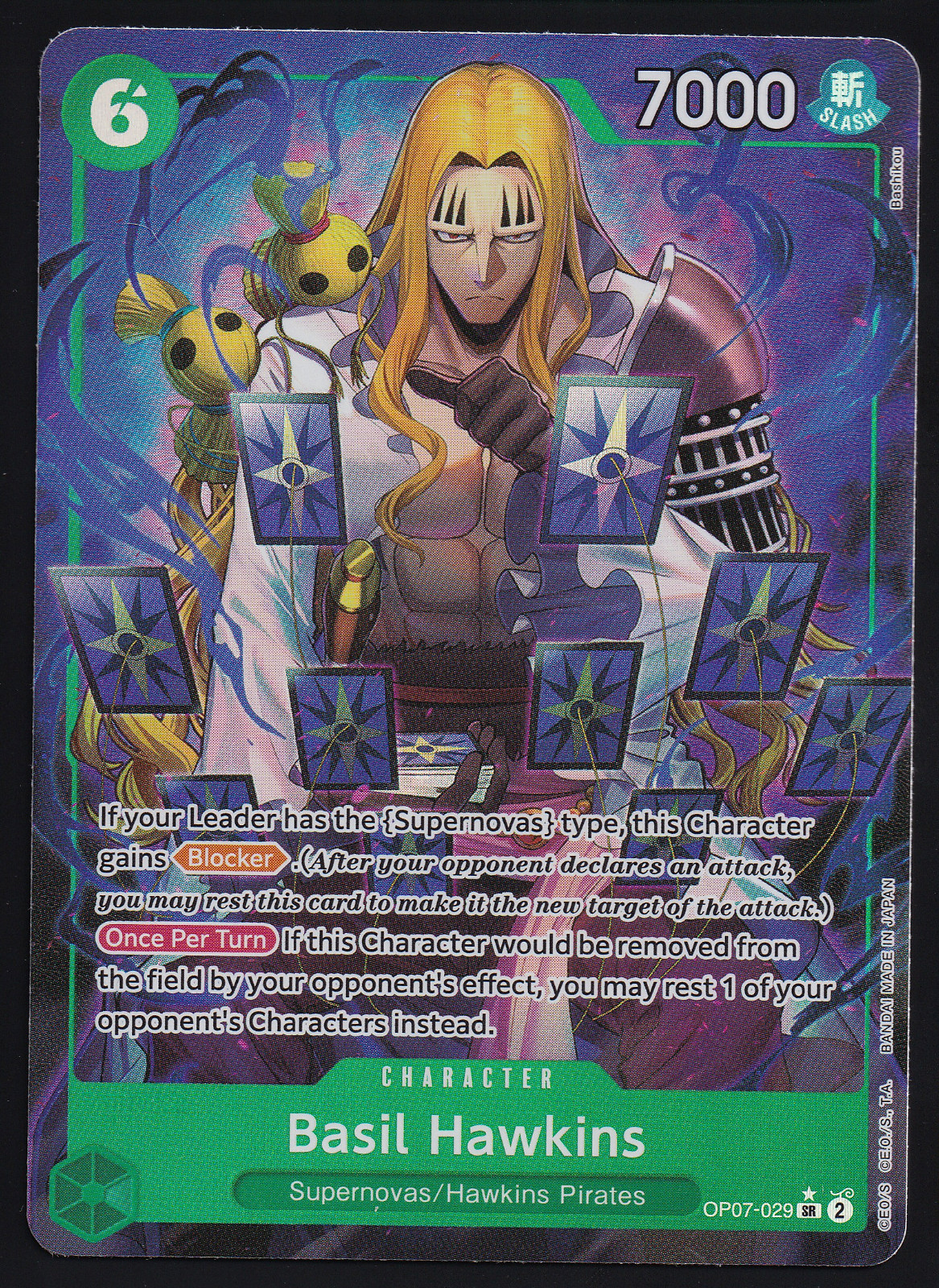 One Piece TCG OP07-029 Basil Hawkins Alt Art Parallelo Inglese