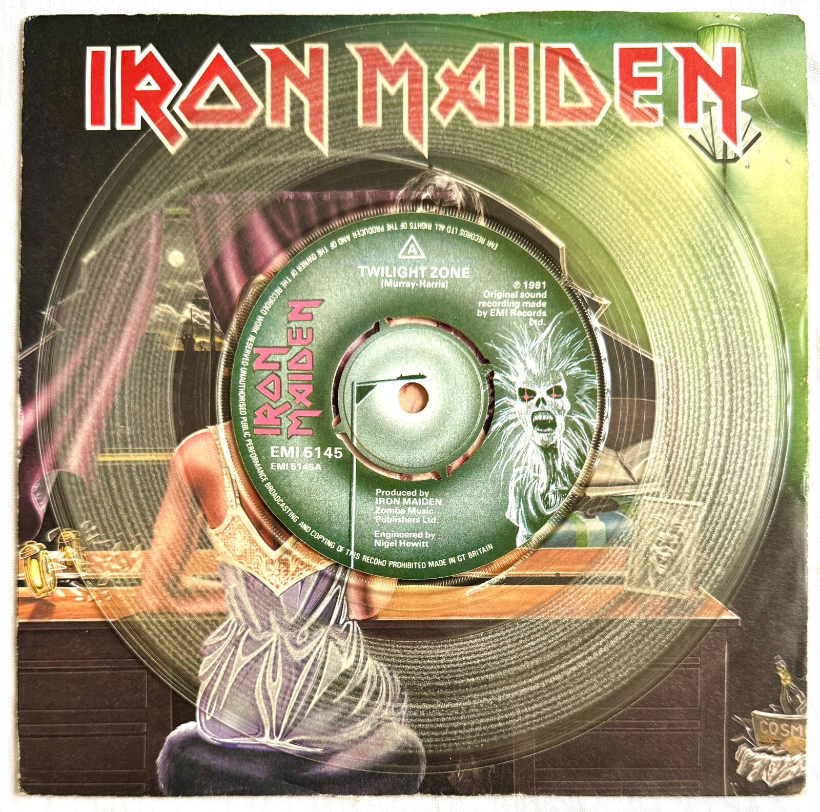 IRON MAIDEN -Twilight Zone- V. Rare UK Clear Vinyl 7" +Picture Sleeve (Record)