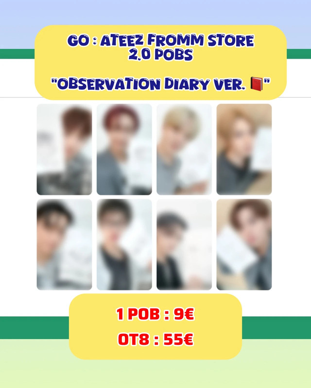 ATEEZ Fromm 2.0 - Observation Diary Photocard POB - San Mingi etc