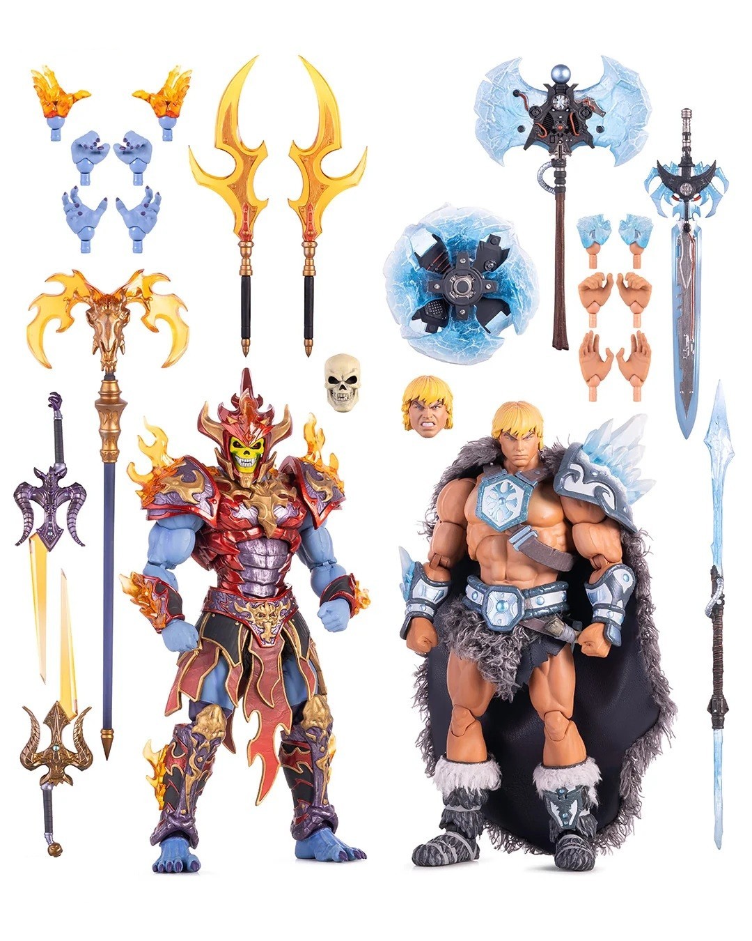 Mondo Masters Universe 200X ICE ARMOR HE-MAN FIRE SKELETOR set figure scala 1/12