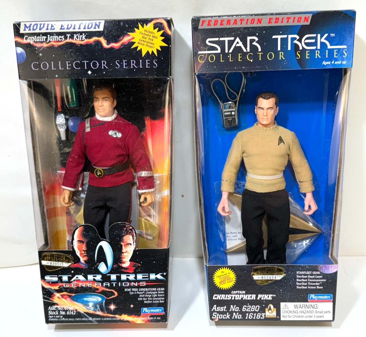 Star Trek Cpt. Kirk & Cpt. Pike 9" Action Figure Set of 2 Playmates NIB
