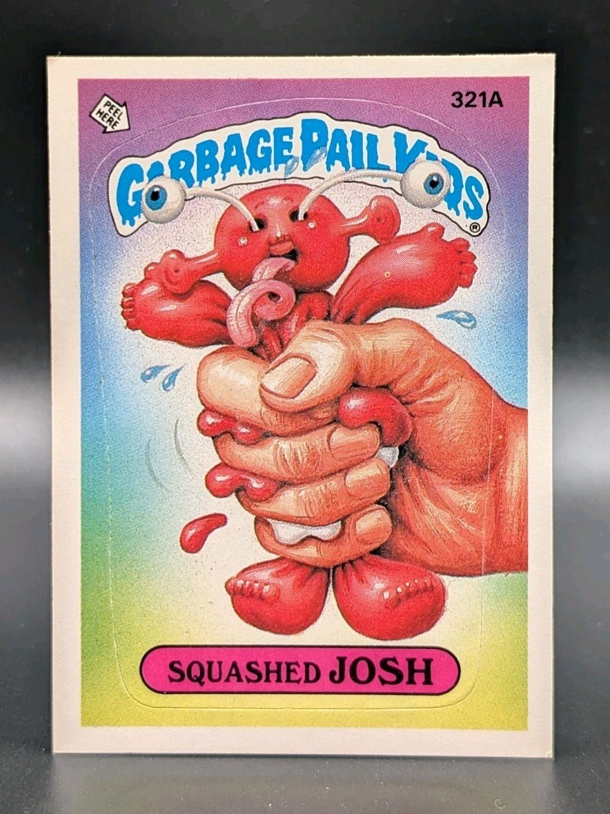 1987 Topps Garbage Pail Kids Serie 8 Squashed Josh (One Star Back) #321a