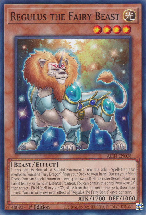Yu-Gi-Oh!  ALIN-EN006 Regulus the Fairy Beast - Common - 1st Editione NM