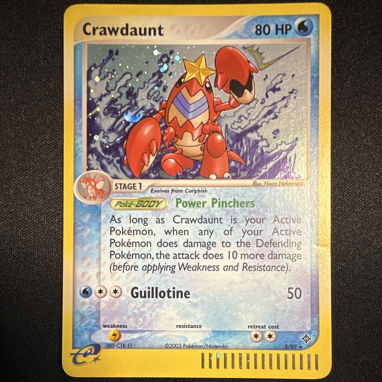 Crawdaunt Holo EX Dragon Card 3/97 ereader leggermente giocato