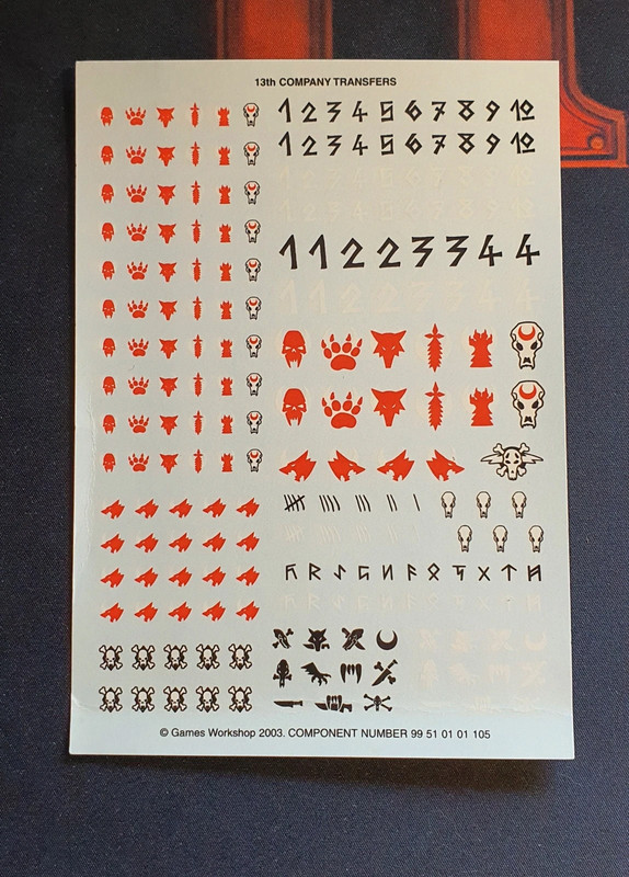 Space wolves 13th company transfer sheet