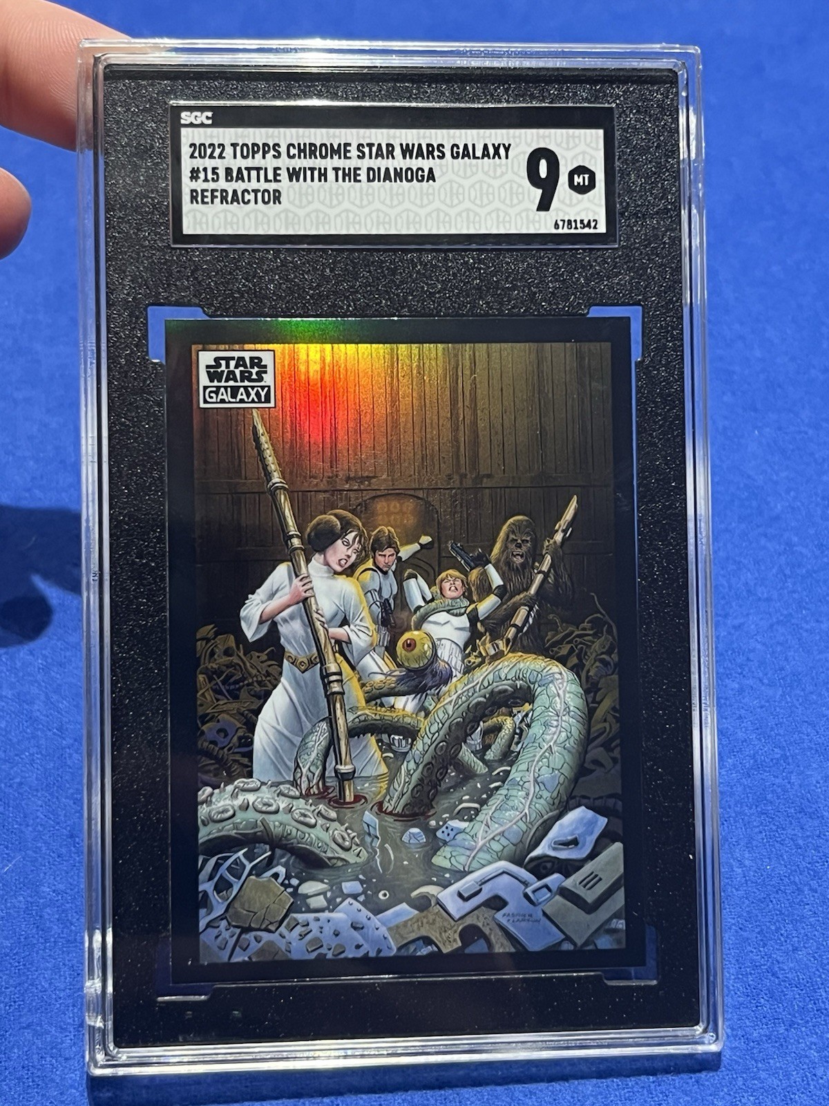2022 Topps Chrome Star Wars Galaxy Graded SGC 9 Battle Leia rifrattore non sportivo