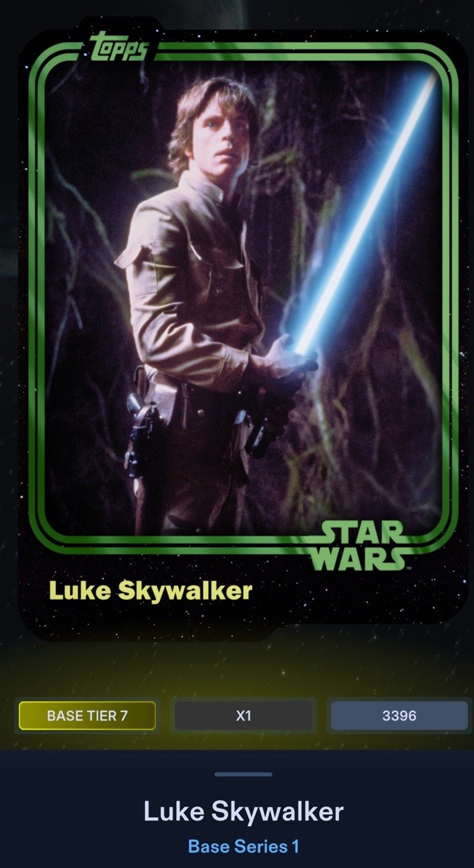 Star Wars Card Trader 2015 Tier 7 verde Luke Skywalker