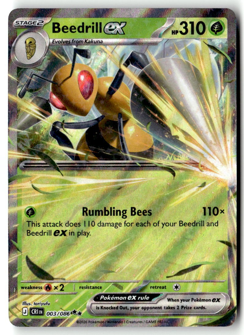 Beedrill ex 003/086 Double Rare Chaos Rising Pokemon Holo Near Mint